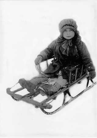 Millie Medwin on a sled